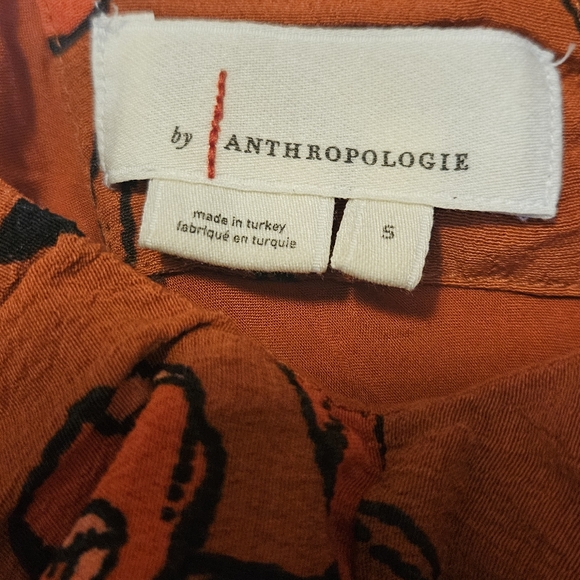 Anthropologie Burnt-Orange Floral Print Maxi Dress - Picture 2 of 5